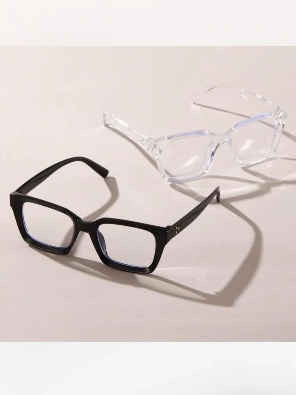 Square Frame Glasses - Black and Clear